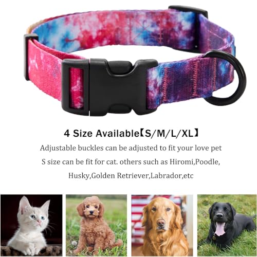 Tie Dye Dog Collar Pet Funny Dog Leash Set for Small Medium Large Dogs Tie Dye Collars (S(9.8'' - 12''))