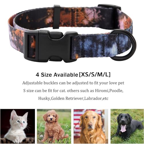 Tie Dye Dog Collar Pet Funny Dog Leash Set for Small Medium Large Dogs Tie Dye Collars (S(9.8'' - 12''))