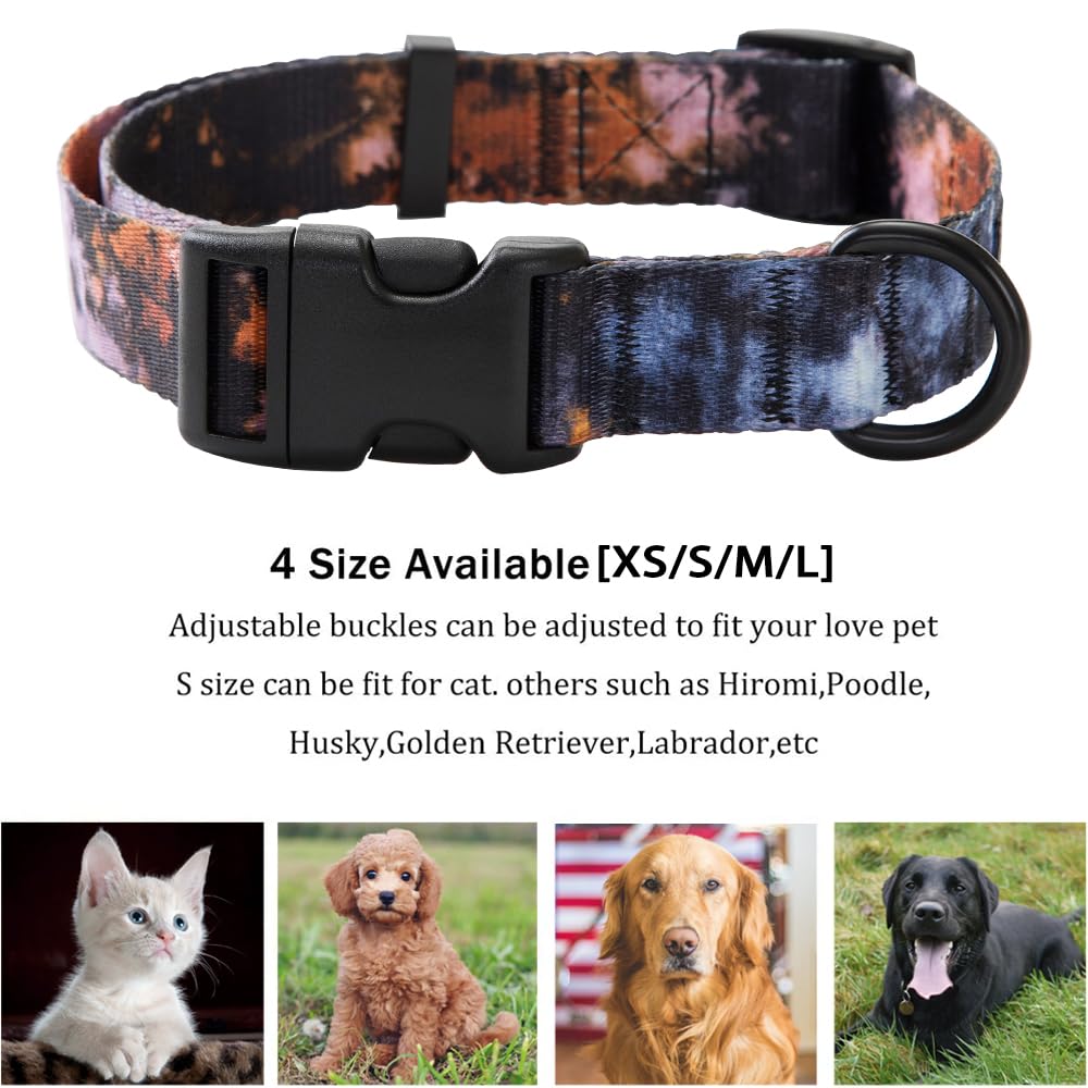 Tie Dye Dog Collar Pet Funny Dog Leash Set for Small Medium Large Dogs WELYEME